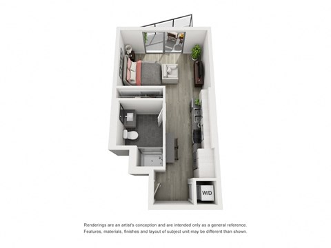 a floor plan of a 1 bedroom apartment